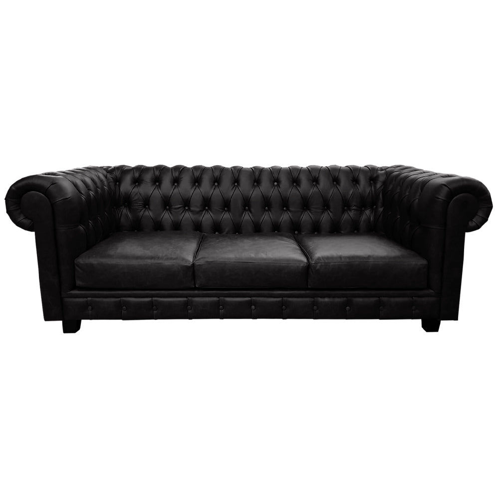 Sofá Chesterfield cuero 3 cuerpos